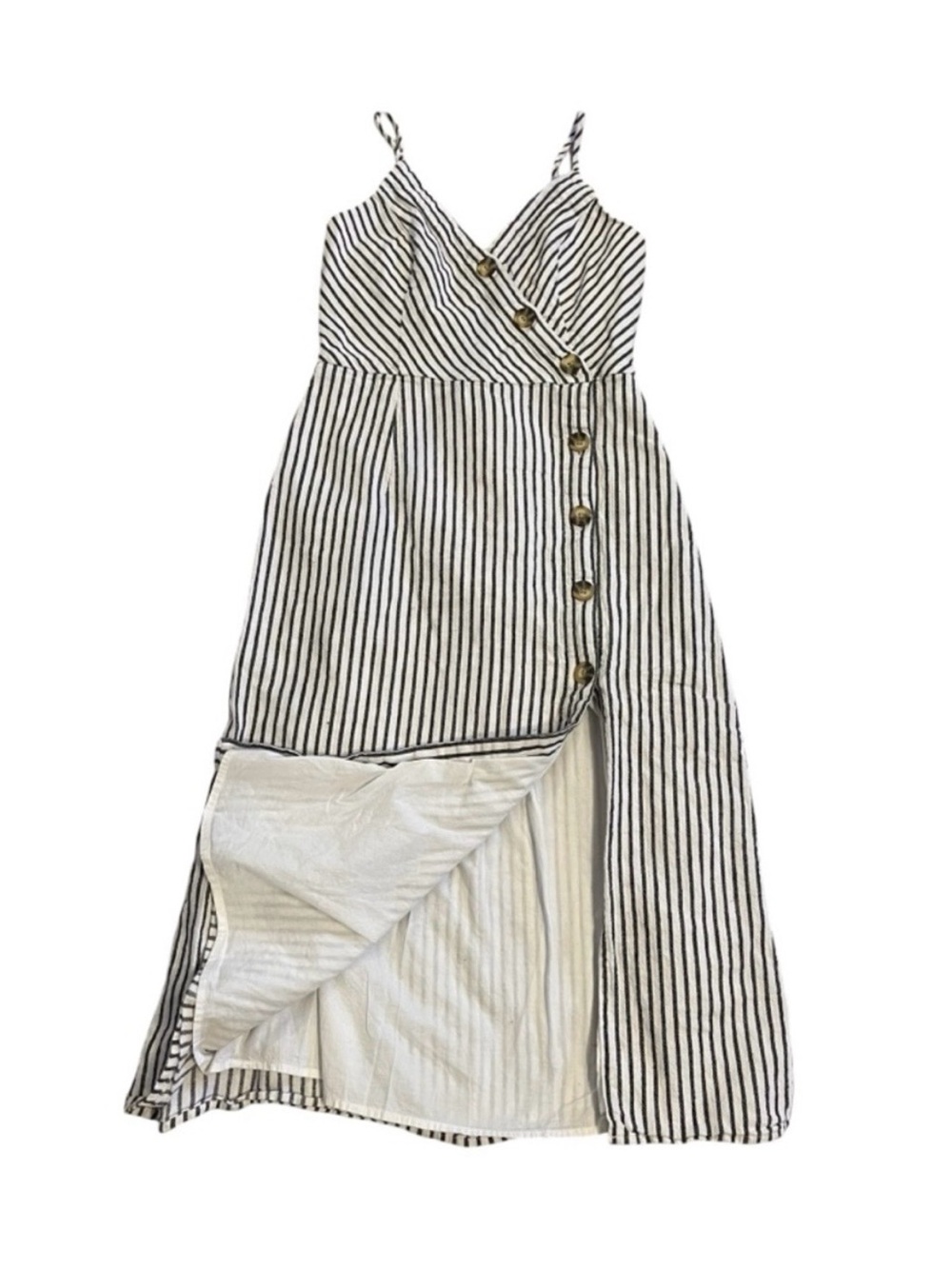 Abercrombie & Fitch Black & White Striped Spaghetti Strap Dress Size Small - Picture 3 of 5
